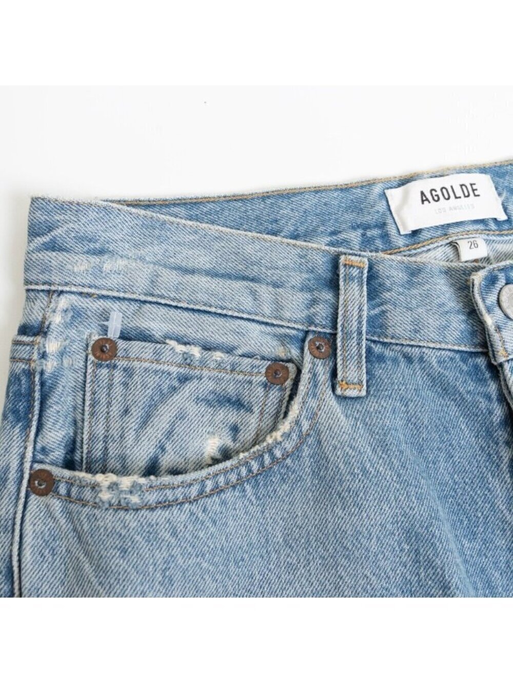 AGOLDE 90s Pinch Waist High Rise Straight Jeans Light Wash Size 26 - Picture 7 of 14